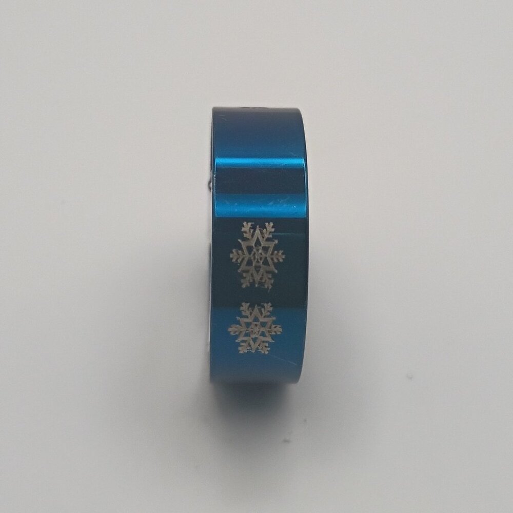 Blue Stainless Steel Snowflake Band Ring Mens Size 10 Winter Holiday Gift Men
